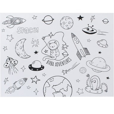Tovaglietta bimbi in carta con figure da colorare, fantasia Birba Adventures, 40x30 cm, conf. 100 pz