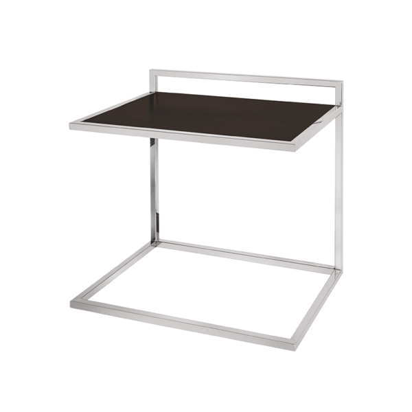 Koffeständer aus glänzendem Edelstahl und Buchenholz,