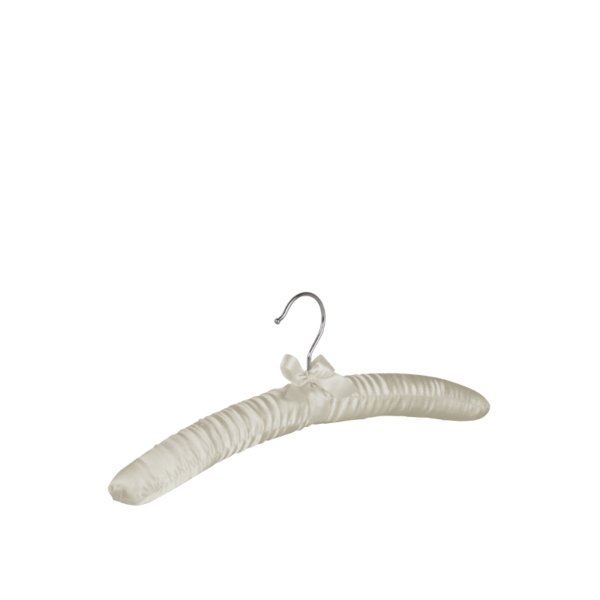 Ivory padded satin clothes hanger, chromed hook - 100pcs | Amonn