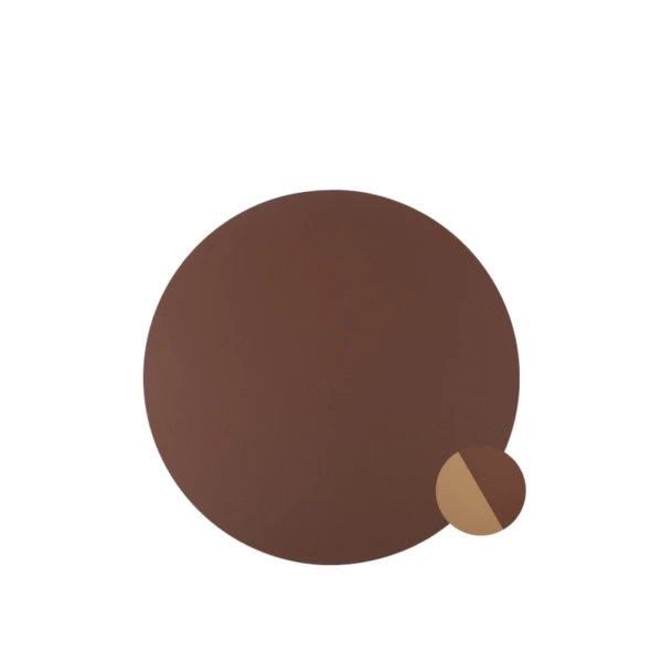   Tovaglietta rotonda in ecopelle marrone chiaro/scuro - 30pz | Amonn  