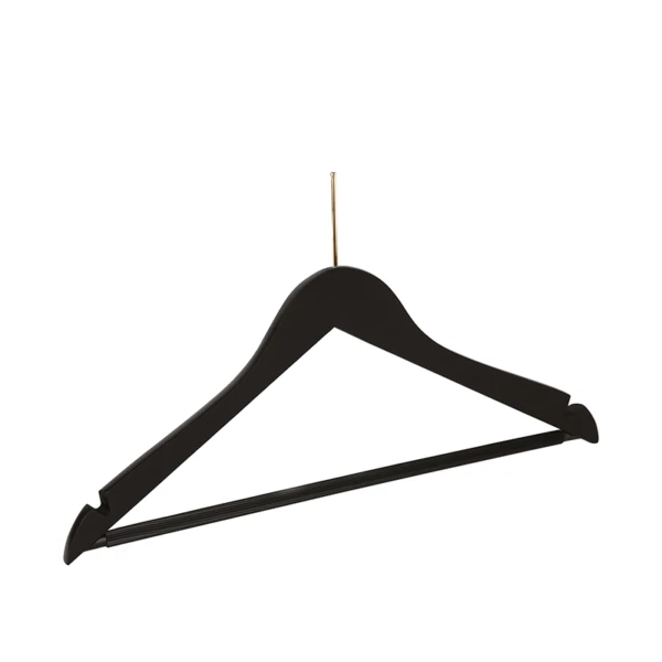 GR1GCD09.jpg Black beechwood clothes hanger, goldener pin - 50pcs | Amonn