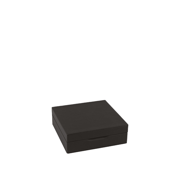 Box for capsules and sachets in black eco-leather - 16,2x16,2xh5,5cm | Amonn