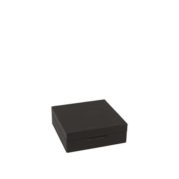    Box for capsules and sachets in black eco-leather - 16,2x16,2xh5,5cm | Amonn  