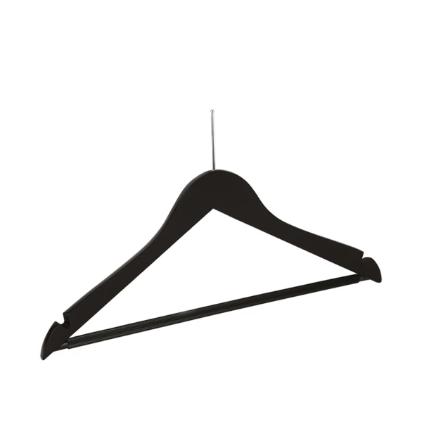 GR1GCN09.jpg Black beechwood clothes hanger, chromed pin - 50pcs | Amonn