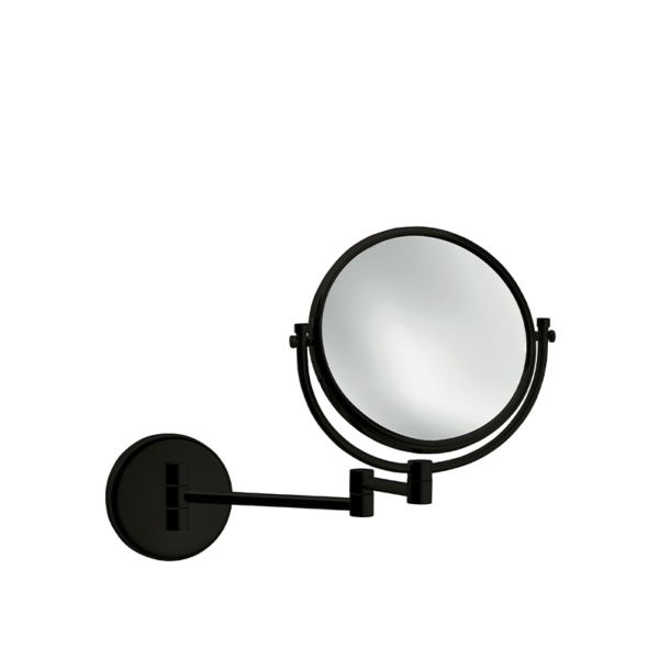 Double-sided magnifying mirror in black brass - Ø22cm | Amonn