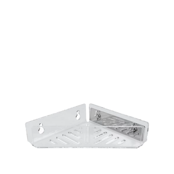    Mensola doccia angolare in plexiglass trasparente, fissaggio con viti | Amonn  