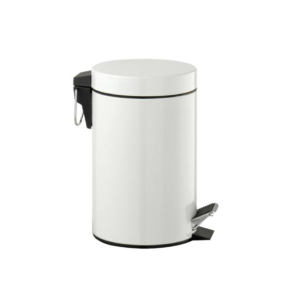 675345BO.jpg Round white metal dustbin, 5L | Amonn