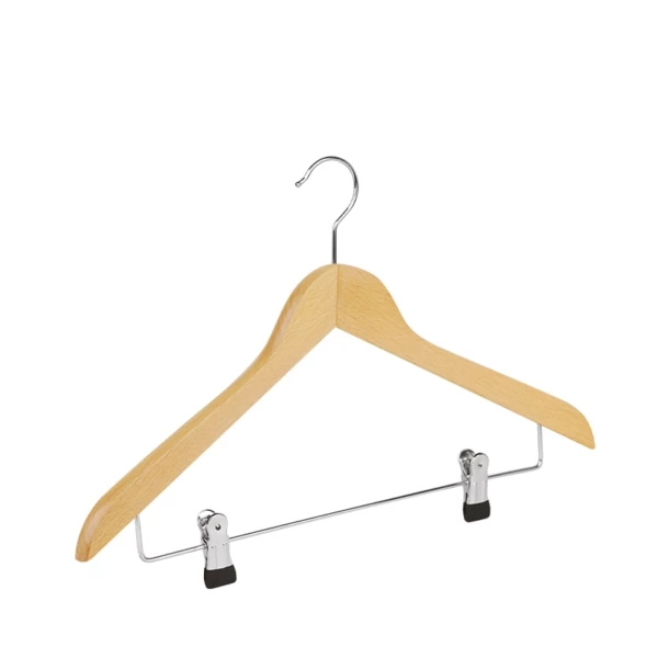 Gruccia in legno di faggio naturale, gancio nichelato - 50pz | Amonn