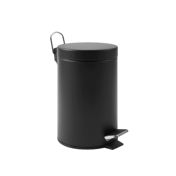 Pattumiera rotonda in metallo nero, 3L | Amonn