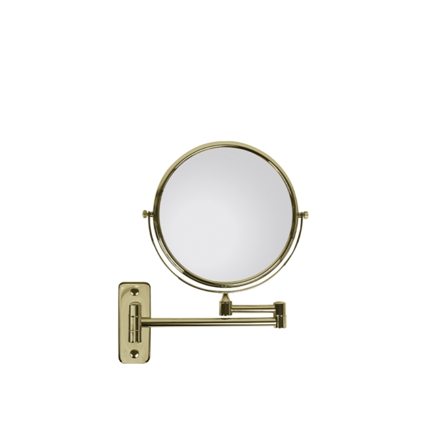 Double-sided magnifying mirror in gold-plated brass - Ø20cm | Amonn