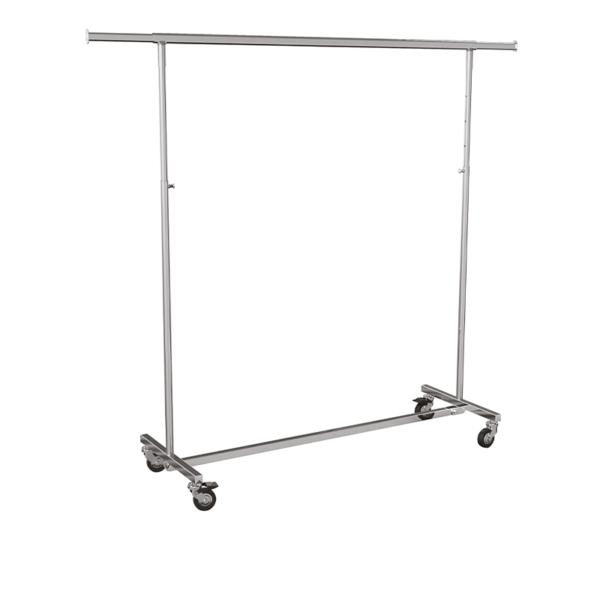Folding clothes stender in chrome-plated steel, 150 (+80) x h 132/202 cm | Amonn