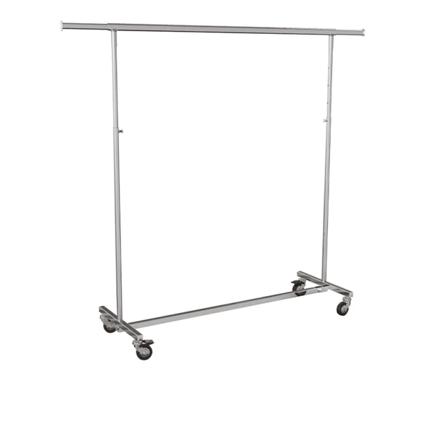    Zusammengeklappbare Garderobenwagen aus verchromtem Stahl, 150 (+80) x h 132/202 cm | Amonn  