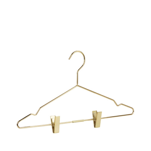 Golden steel clothes hanger with hook and adjustable clips - 50pcs | Amonn