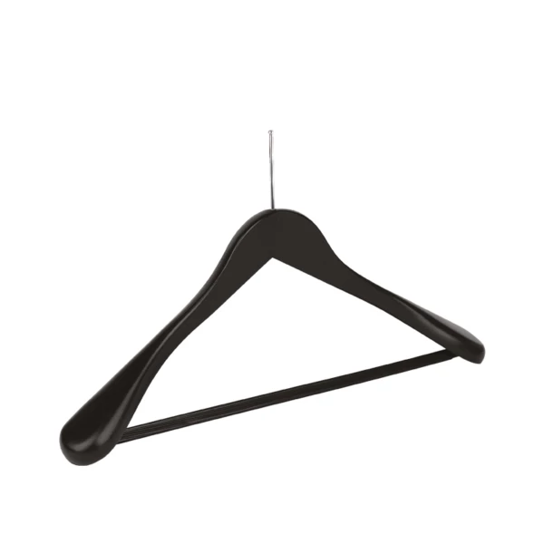 GR1LGCN09.jpg Black beechwood clothes hanger, chromed pin - 50pcs | Amonn
