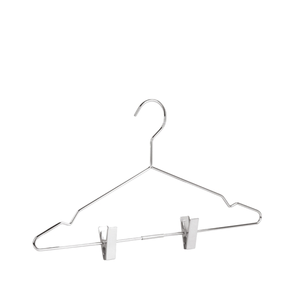 Chromed steel clothes hanger with hook and adjustable clips - 50pcs | Amonn