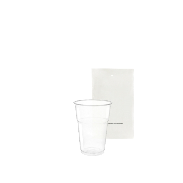Transparent biodegradable and compostable PLA cup, bagged, 25 cl - 200pcs | Amonn