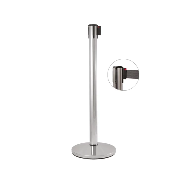 Barrier pole in polished steel and with black strap | Amonn