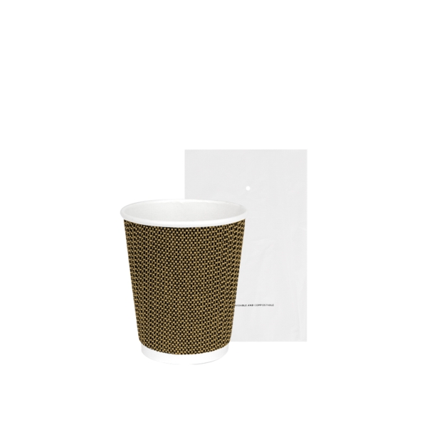 68218MN.jpg Biodegradable cardboard cup with brown 3D pattern, bagged, 240ml - 500pcs | Amonn