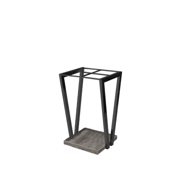 Schirmständer aus anthrazitfarbenem Edelstahl und Basis aus grauem Holz | Steel Line