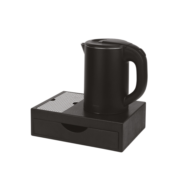 Kettle set in black ABS with drawer, 0,8L - 1200W | Amonn