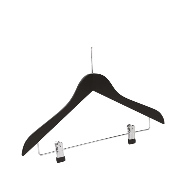 GR2GCN09.jpg Black beechwood clothes hanger, chromed pin - 50pcs | Amonn