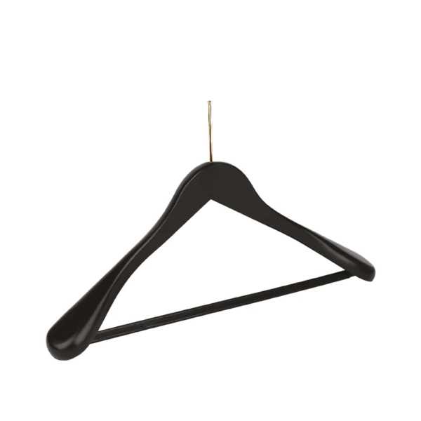 GR1LGCD09.jpg Black beechwood clothes hanger, goldener pin - 50pcs | Amonn