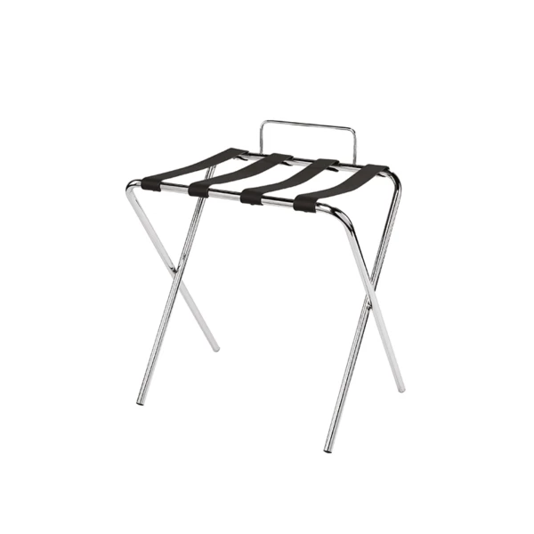    Reggivaligia richiudibile in acciaio cromato e cinghie nere - 56x42xh58/67cm | Amonn  