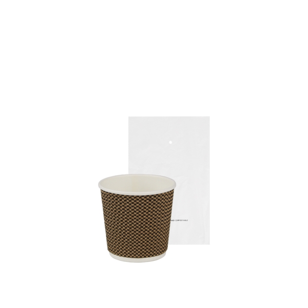 68220MN.jpg Biodegradable cardboard cup with brown 3D pattern, bagged, 115ml - 700pcs | Amonn