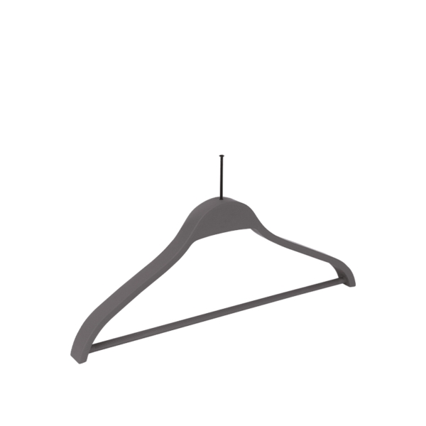 Gray soft touch plastic clothes hanger, black pin  - 50pcs | Amonn