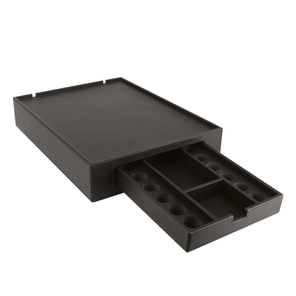 Base for coffee machine and electric kettle in black eco-leather - 31,5x42xh9cm | Amonn