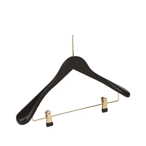 GR2LGCD09.jpg Black beechwood clothes hanger, goldener pin - 50pcs | Amonn