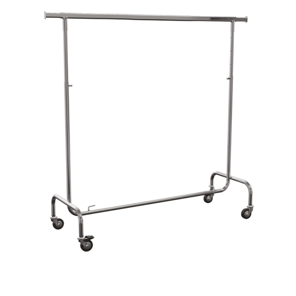 Clothes stender in chrome-plated steel, 150 (+80) x h 132/202 cm | Amonn