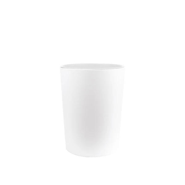SD16004.jpg Runder Papierkorb aus weißem Kunstleder - 6L | Amonn