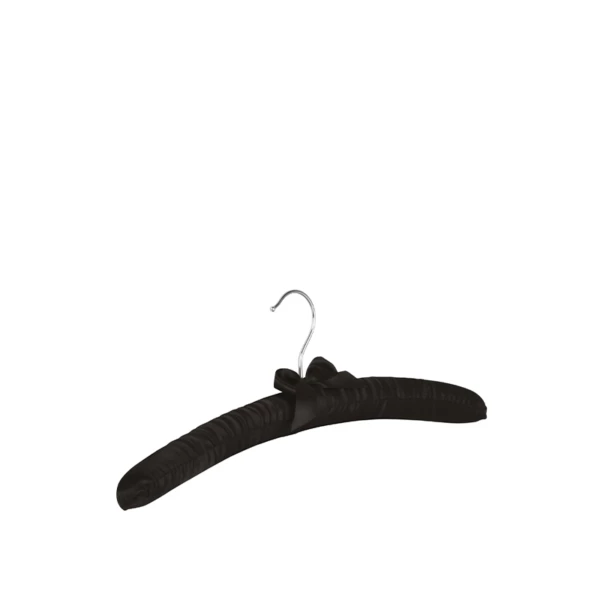 Gruccia imbottita in raso nero, gancio nichelato - 100pz | Amonn