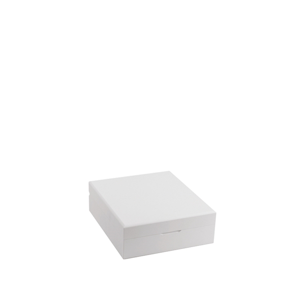 White acrylic capsule and sachet holder box - 15,7x18xh6cm | Amonn
