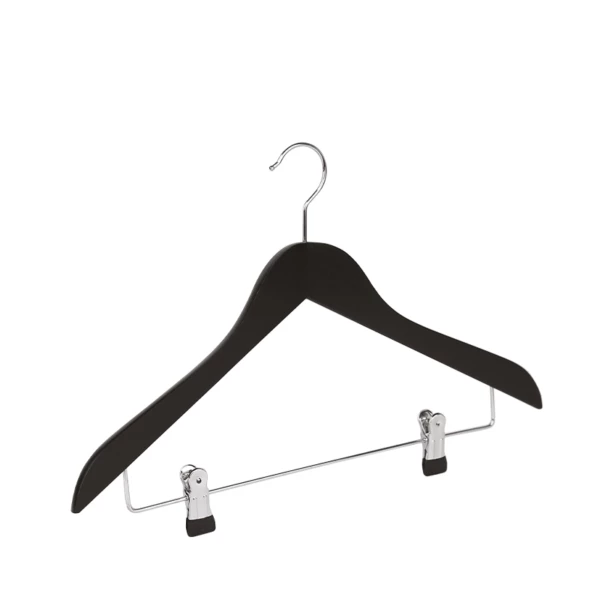 GR2GGN09.jpg Black beechwood clothes hanger, chromed hook - 50pcs | Amonn