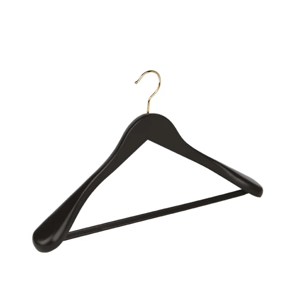 GR1LGGD09.jpg Black beechwood clothes hanger, goldener hook - 50pcs | Amonn