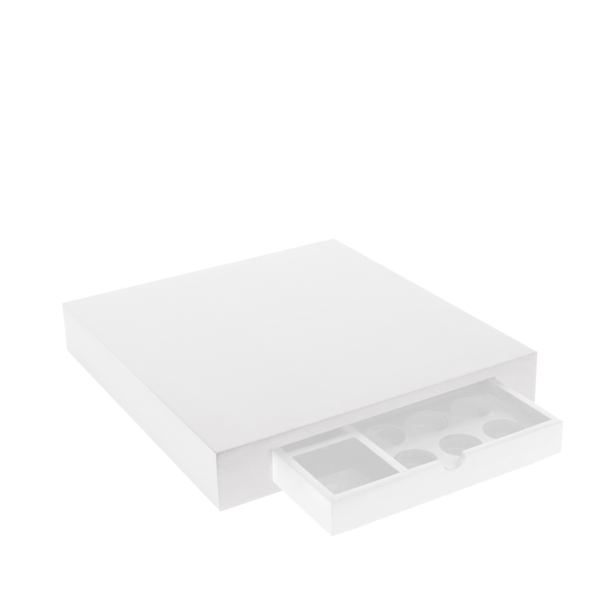 Base per macchina caffè e/o bollitore elettrico in legno bianco - 36x38,5xh6cm | Amonn