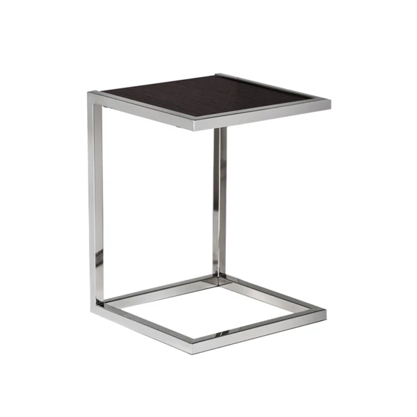 67327WE.jpg Badehocker aus glänzendem Edelstahl mit Sitzfläche aus wengefarbenem Holz | Amonn