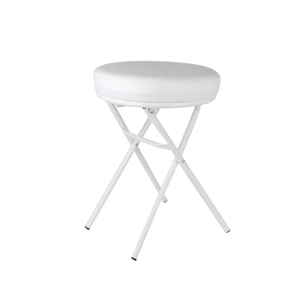 67324SPTB.jpg Klappbarer Badehocker mit weißem Metall und weißem Kunstleder - Ø36xh49cm | Amonn