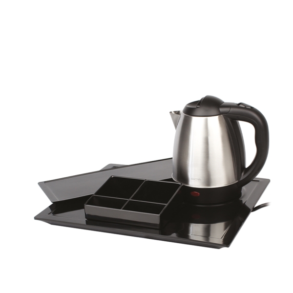 Kettle set in steel and black melamine accessories, 1,2L - 1350W | Amonn