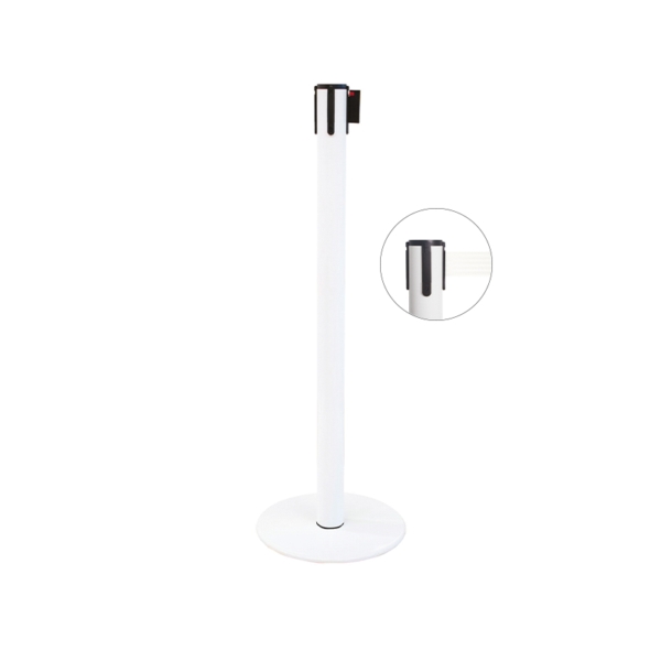 Colonna di delimitazione in metallo bianco e nastro bianco | Amonn