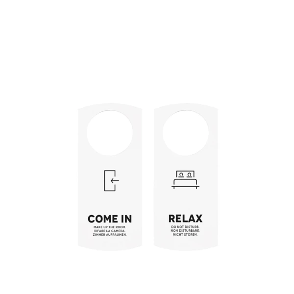 Cartellino 'Non disturbare/Rifare la camera' in forex bianco - 9xh21cm | Amonn