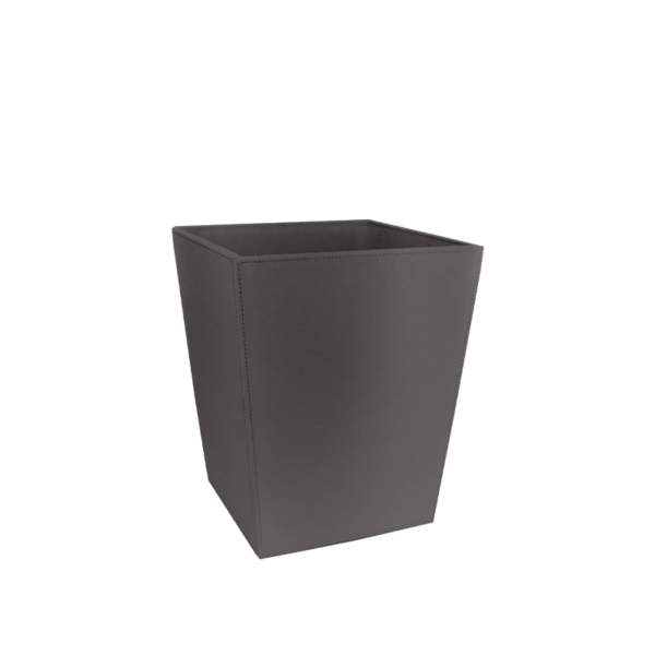 Quadratischer Papierkorb aus grauem Kunstleder - 6L | Amonn