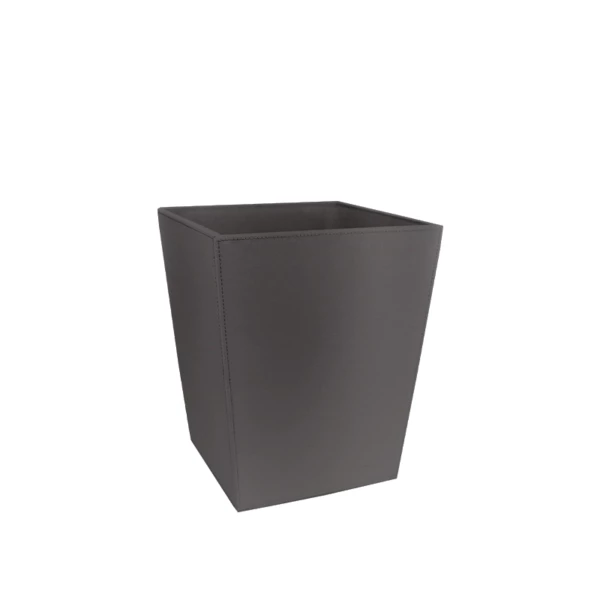 Quadratischer Papierkorb aus grauem Kunstleder - 6L | Amonn