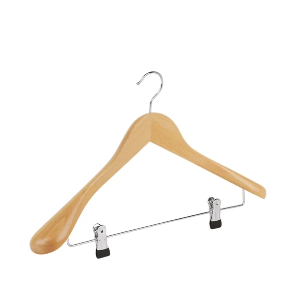 GR2LGGN01.jpg Natural beechwood clothes hanger, chromed hook - 50pcs | Amonn