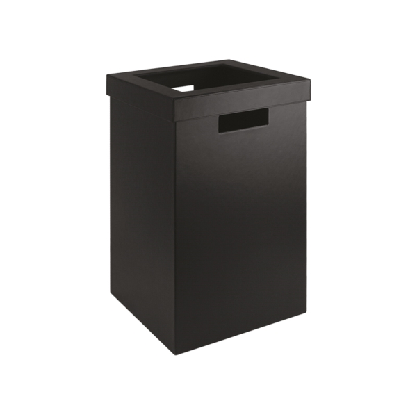 Laundry basket for public areas in black synthetic leather | Amonn