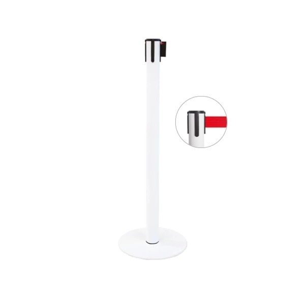    Colonna di delimitazione in metallo bianco e nastro rosso | Amonn  