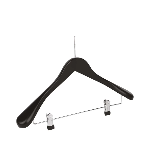 GR2LGCN09.jpg Black beechwood clothes hanger, chromed pin - 50pcs | Amonn