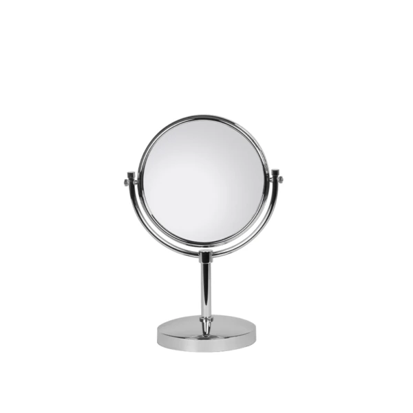 6AM708.jpg Free-standing double-sided magnifying mirror in chrome-plated brass - Ø22cm | Amonn